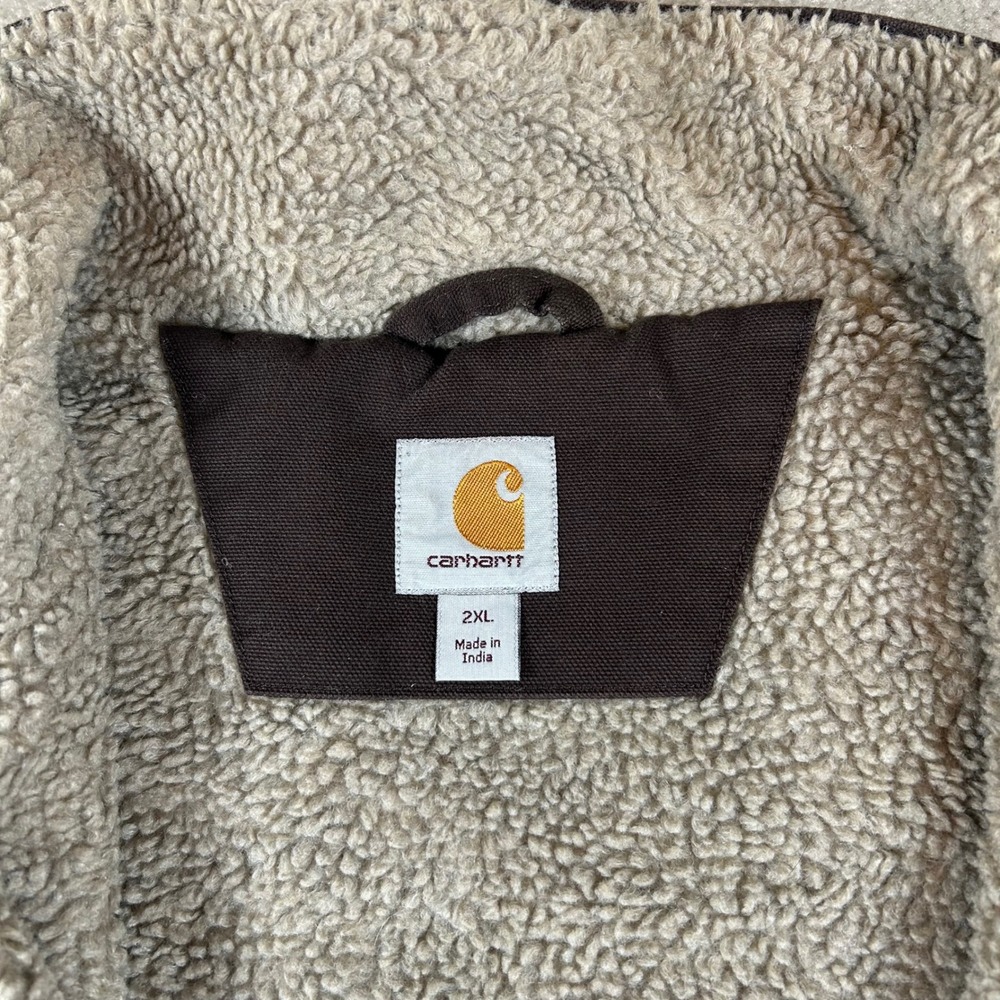 Carhartt 104277 DKB Mock Neck Sherpa Lined Vest Mens 2XL Brown Duck Canvas Zip - Picture 4 of 12